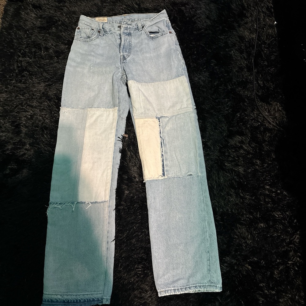 Stylish Patchwork Straight Leg Jeans